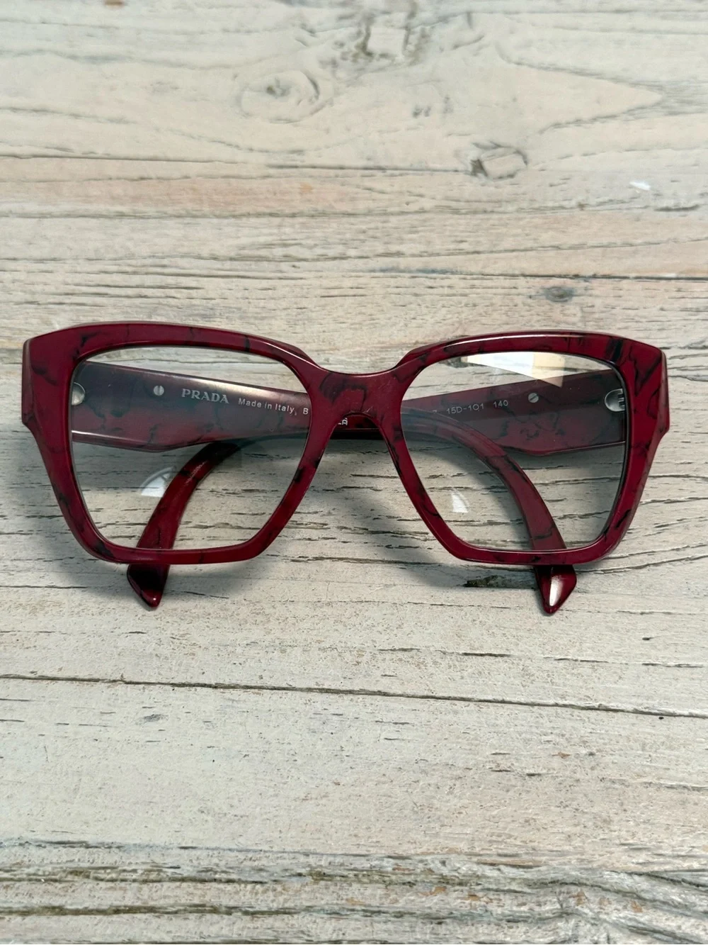 Prada VPR 09Z Etruscan Marble Burgundy Cat Eye Eyeglasses Frames